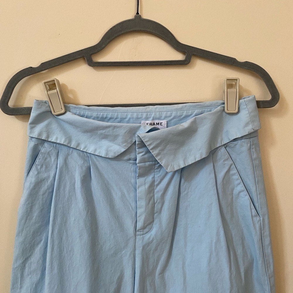 Frame Denim London Los Angeles Foldover Baby Blue Trousers Size 4 - Picture 4 of 8